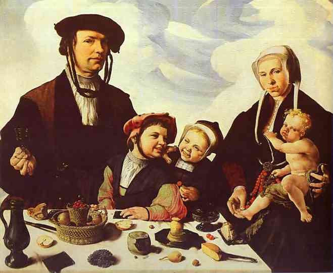 Oil painting:Family Portrait. c. 1530