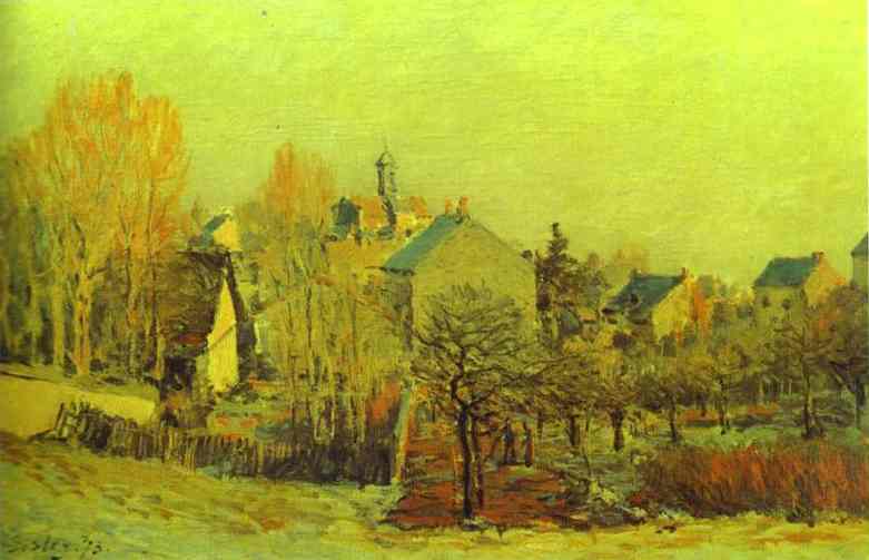 Oil painting:Frost in Louveciennes. 1873