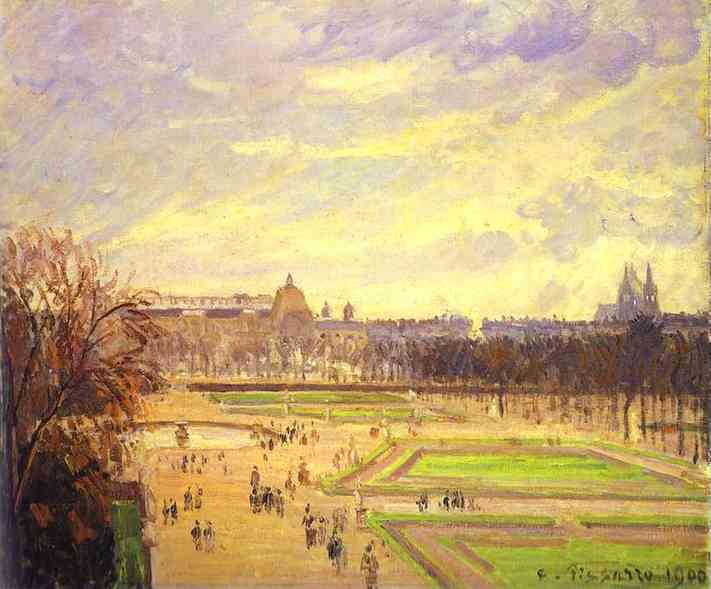 Oil painting:Gardens of Tuileries (Jardin des Tuileries). 1900.