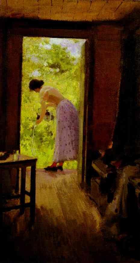 Oil painting: In a Summer Cottage. 1895