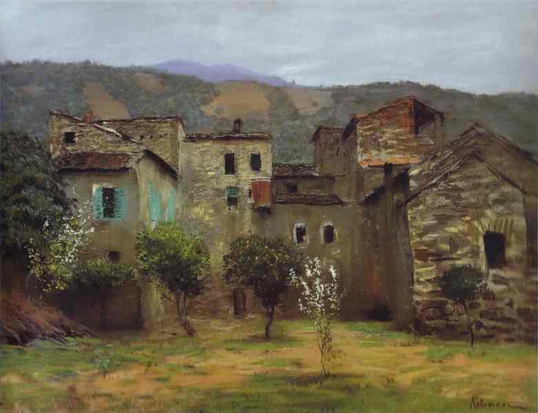 Oil painting:In the Vicinity of Bordiguera, in the North of Italy. 1890