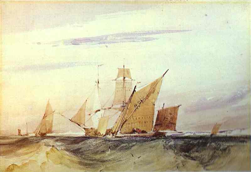 Oil painting:Shipping Off the Coast of Kent. 1825