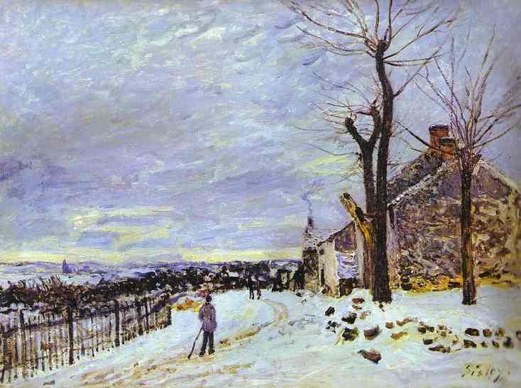 Oil painting:Snowy Weather at Veneux-Nadon. 1880