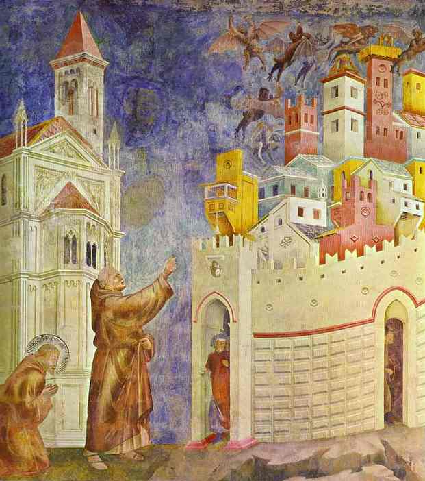 Oil painting:The Expulsion of the Demons from Arezzo. 1295-1300