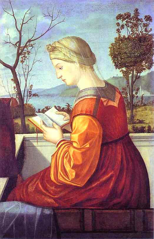 Oil painting:The Madonna Reading. c. 1505