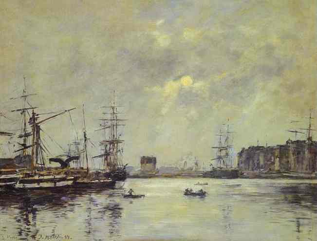 Oil painting:The Port of Ke Havre (Dock of La Barre). 1888