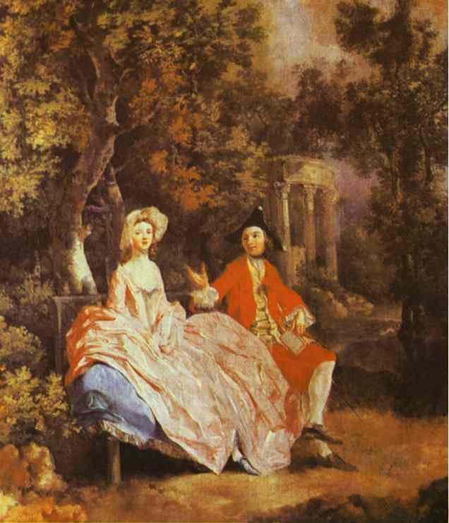 Oil painting:Self-Portrait with His Wife, Margaret (probably). About 1746