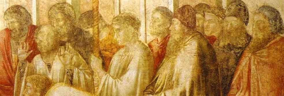 Oil painting:Raising of Drusiana. Detail. c. 1313