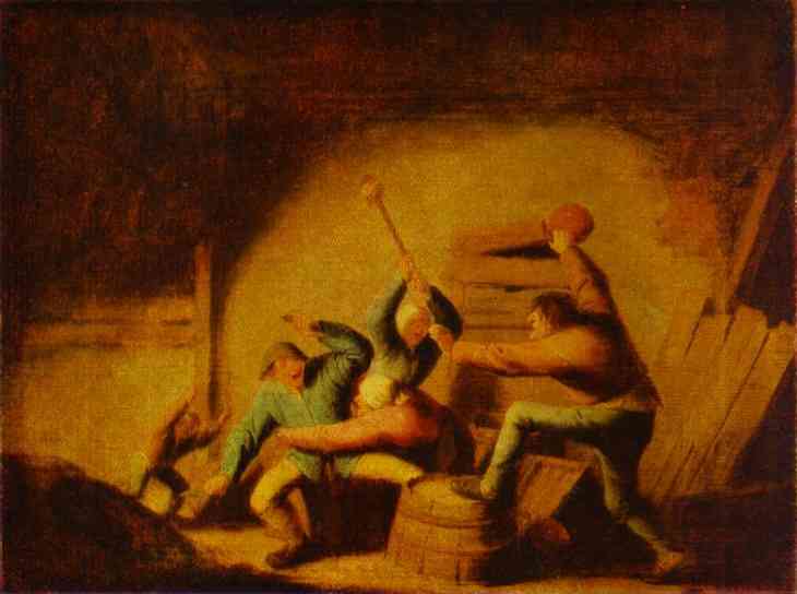 Oil painting:A Fight. 1637