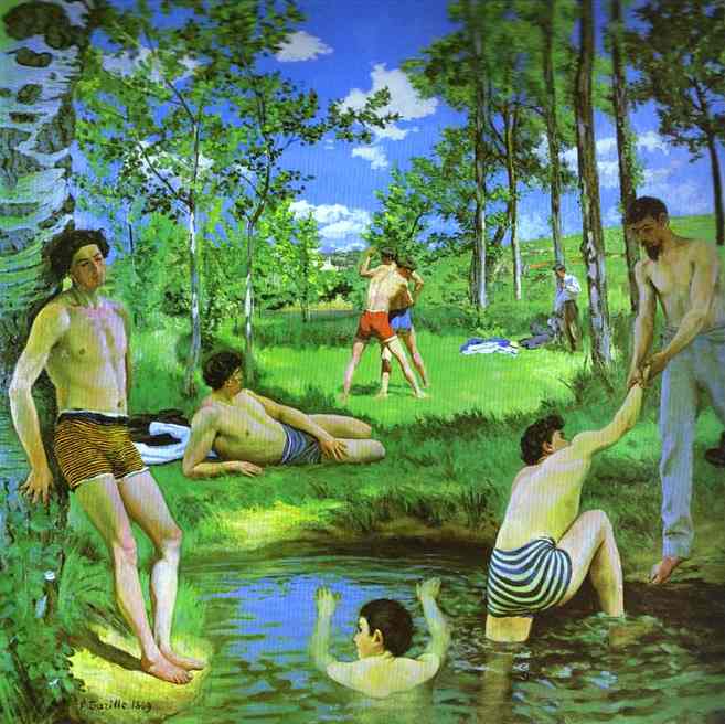 Oil painting:Bathers (Summer Scene). 1869