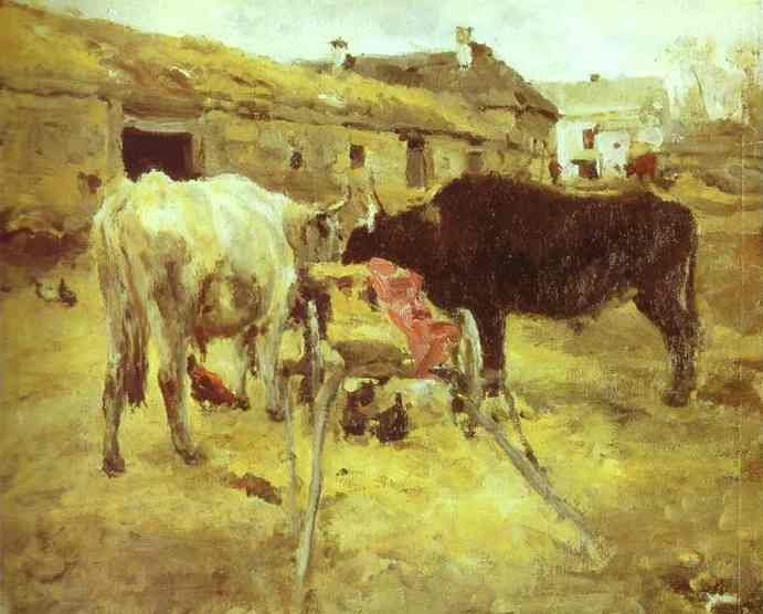 Oil painting:Bullocks. Study. 1885