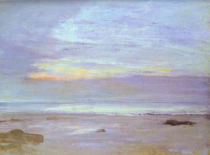 Oil painting:Crepuscule in Opal: Trouville. 1865