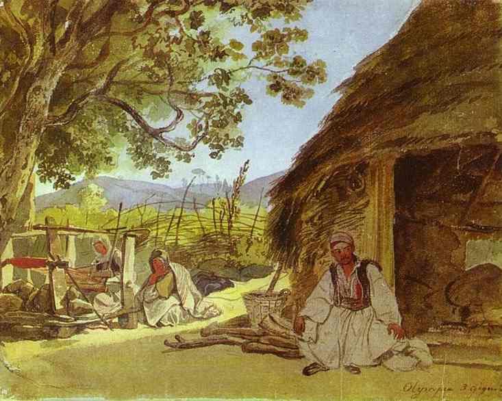 Oil painting:Greek Morning in Myraca. 1835