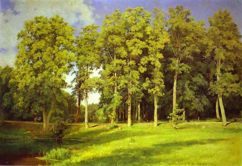 Oil painting:Grove by the Pond. Preobrazhenskoye. 1896