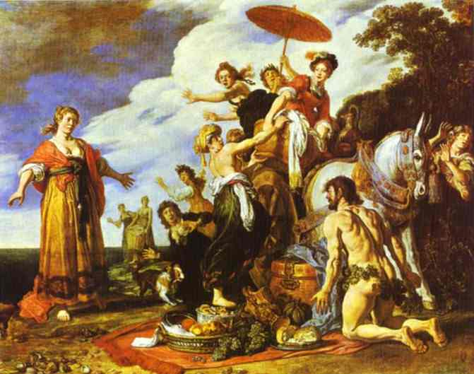 Oil painting:Odysseus and Nausicaa. 1619