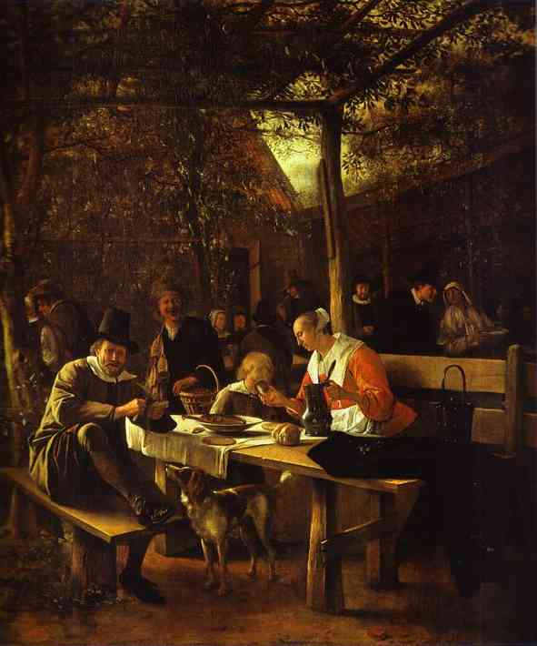 Oil painting:Tavern Garden. c. 1660