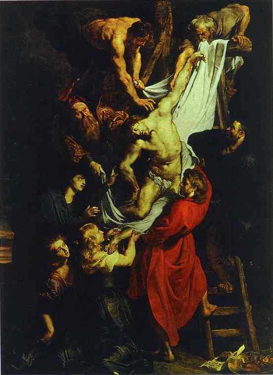 Oil painting:The Descent from the Cross (central part of the triptych). 1611-1614