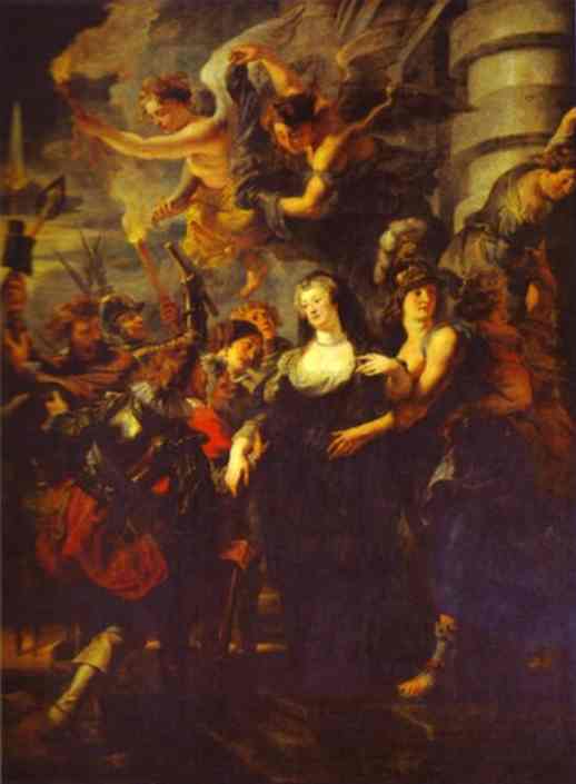 Oil painting:The Flight from Blois. 1621