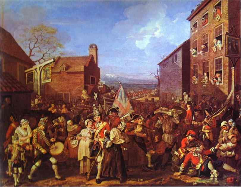 Oil painting:The March to Finchley. 1749