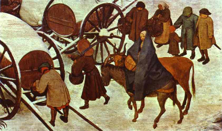 Oil painting:The Numbering at Bethlehem. Detail. 1566