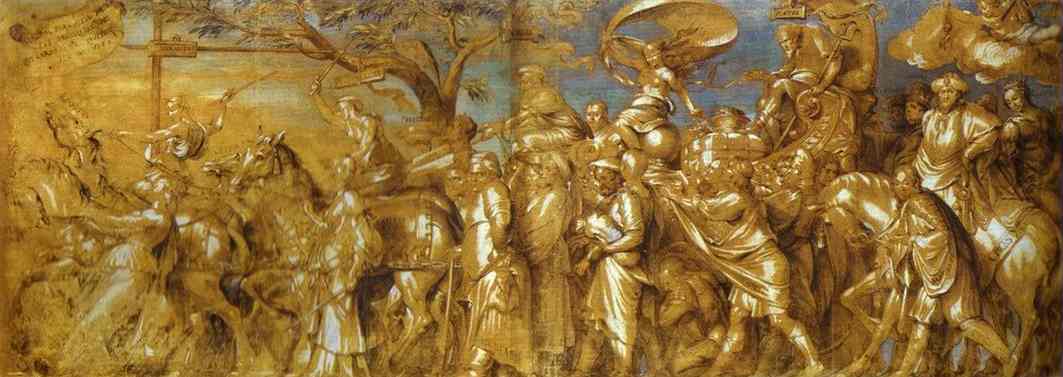 Oil painting:The Triumph of Riches (copy by Lucas Vorsterman the Elder after Hans Holbein the