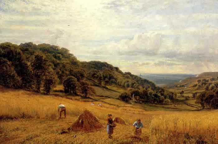 Oil painting for sale:Harvesting At Luccombe, Isle Of Wight, 1870