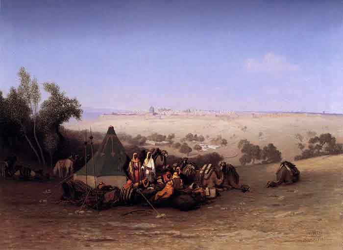 Oil painting for sale:An Rab Encampment On The Mount Of Olives With Jerusalem Beyond