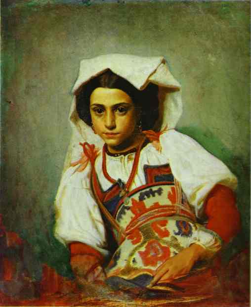 Oil painting:Portrait of an Italian Girl. 1863