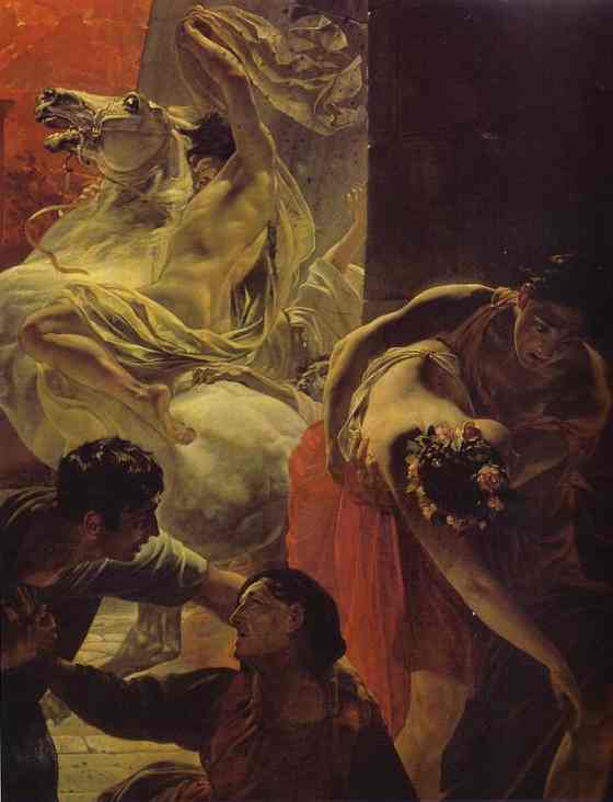 Oil painting:The Last Day of Pompeii. Detail. 1830