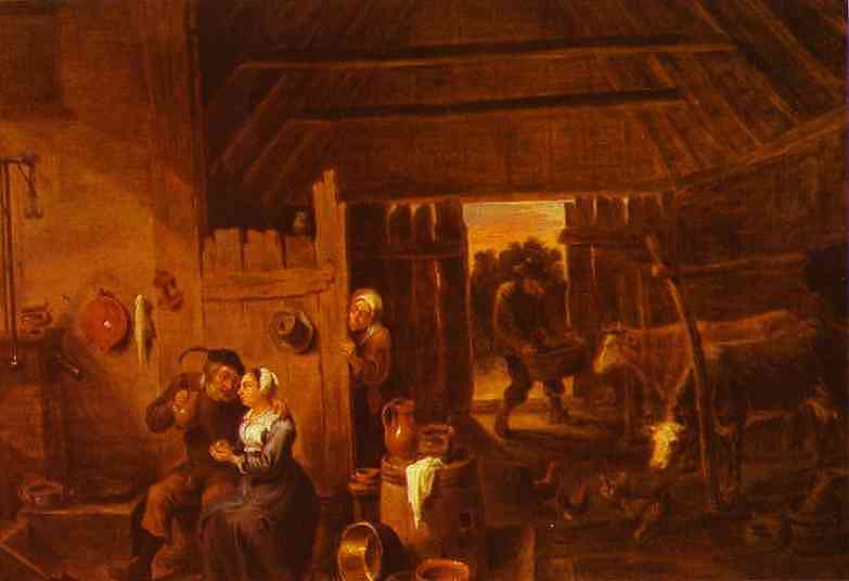 Oil painting:Flanders. In a Peasant Cottage.