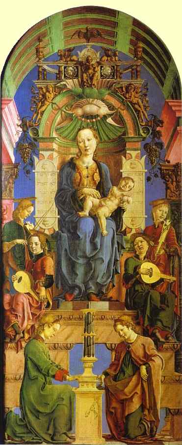 Oil painting:Madonna Enthroned. 1474