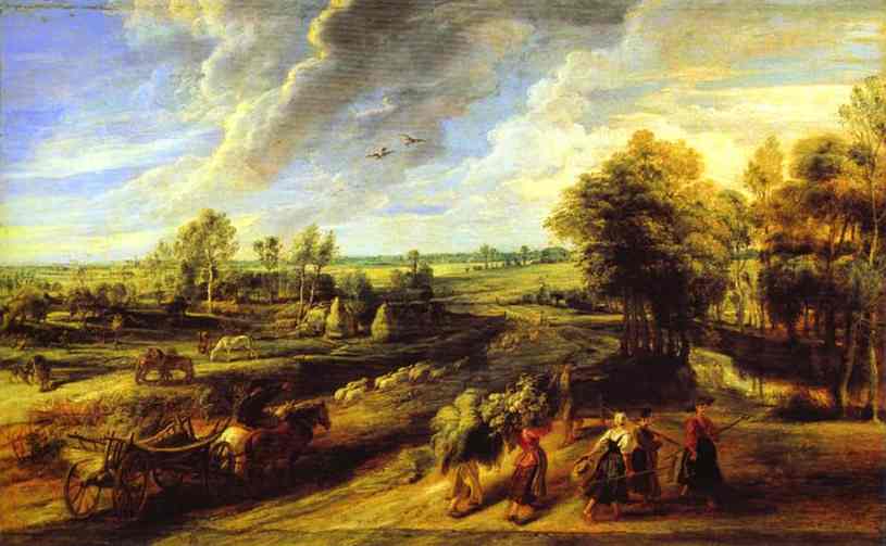 Oil painting:Return of the Peasants from the Fields. 1632-1634