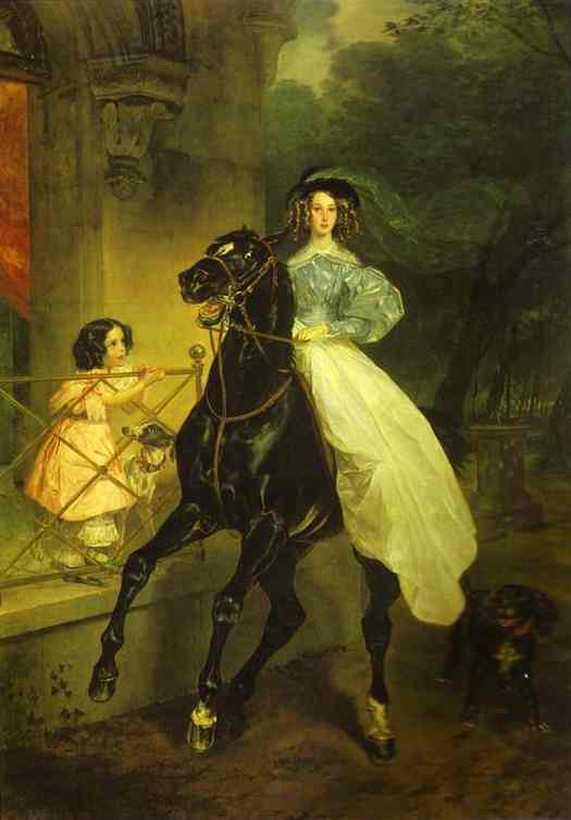 Oil painting:Rider. Portrait of Giovanina and Amacilia Pacini, the Foster Children of Countess Yu.