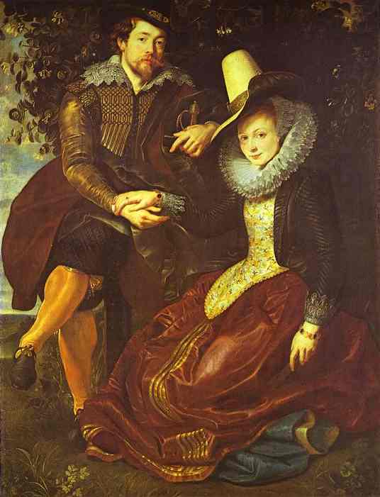 Oil painting:Rubens and Isabella Brant in the Bower of Honeysuckle. c.1609