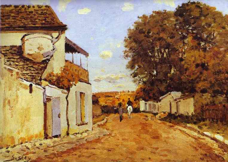 Oil painting:Street in Louveciennes (rue de la Princesse). 1874