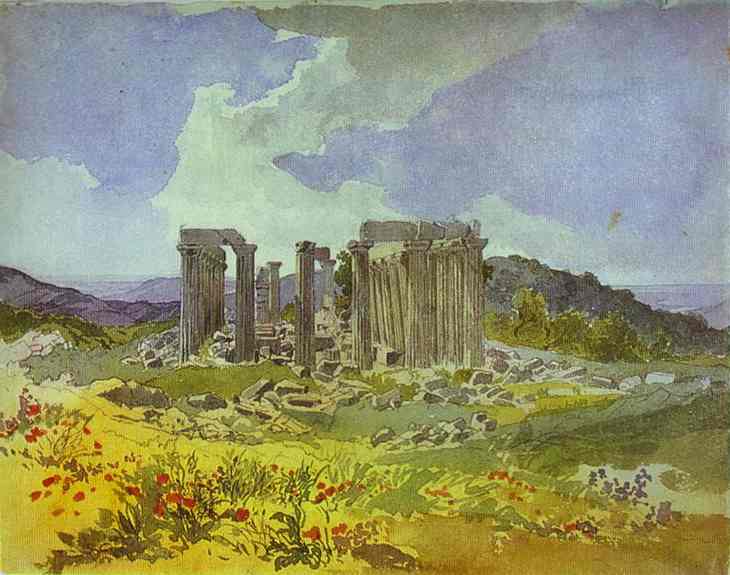 Oil painting:Temple of Apollo in Phigalia. 1835