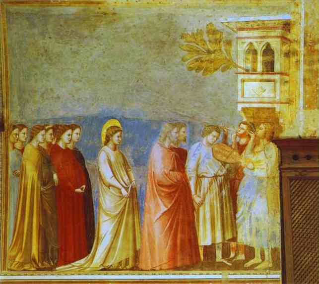 Oil painting:The Marriage Procession of the Virgin. 1304-1306