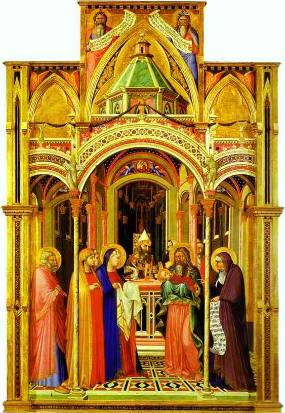 Oil painting:The Presentation in the Temple. Tempera on wood. c. 1342