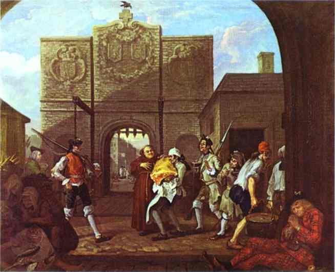 Oil painting:The Roast Beef of Old England or Calais Gate. 1748