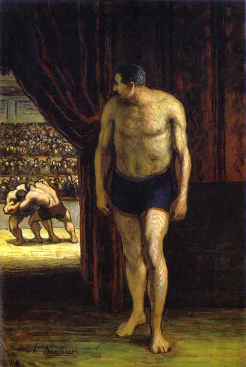 Oil painting:The Wrestler. c. 1852