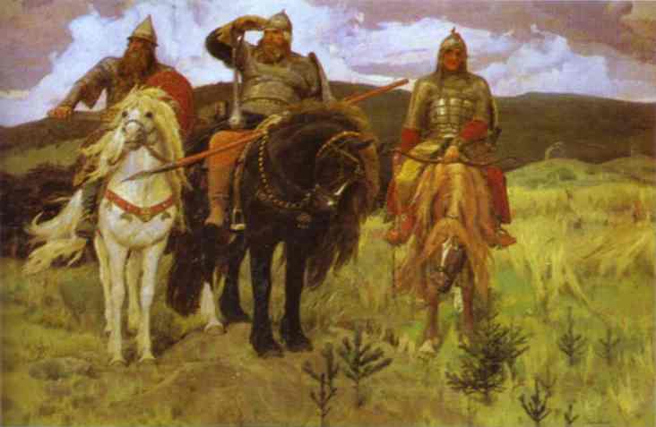 Oil painting:Three Bogatyrs. 1898