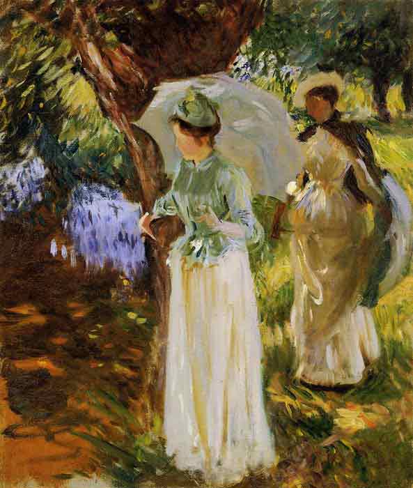 Oil painting for sale:Two Girls with Parasols at Fladbury, 1889