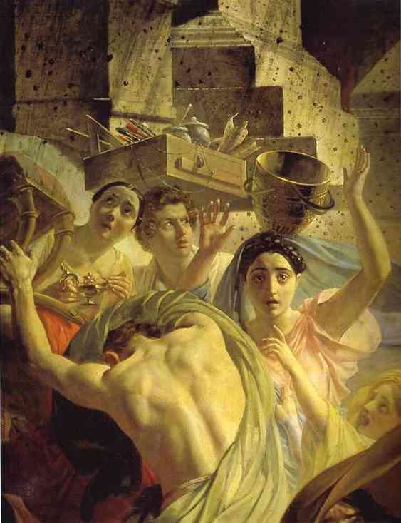 Oil painting:The Last Day of Pompeii. Detail. 1830