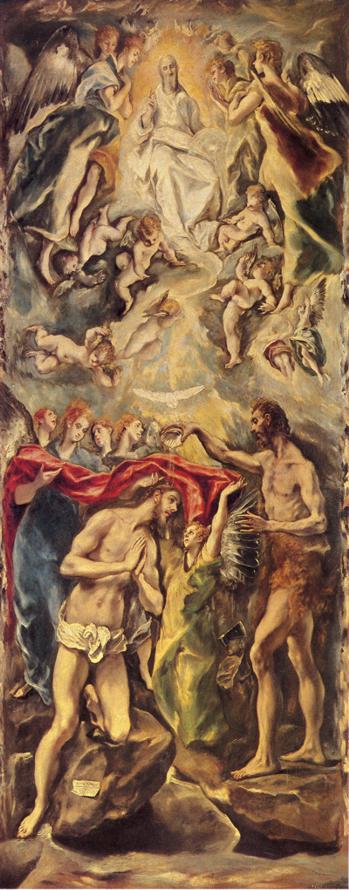 Oil painting:Baptism of Christ. 1596-1600