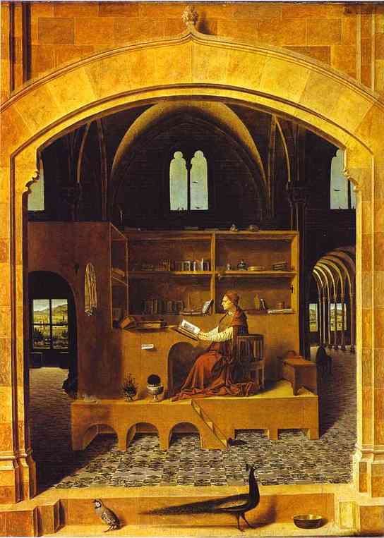 Oil painting:St. Jerome in His Study. c. 1474