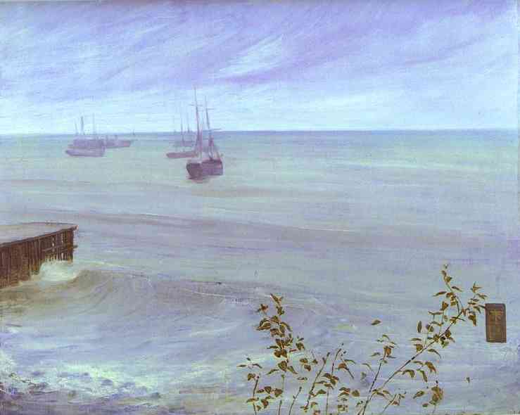 Oil painting:Symphony in Gray and Green: The Ocean. 1866