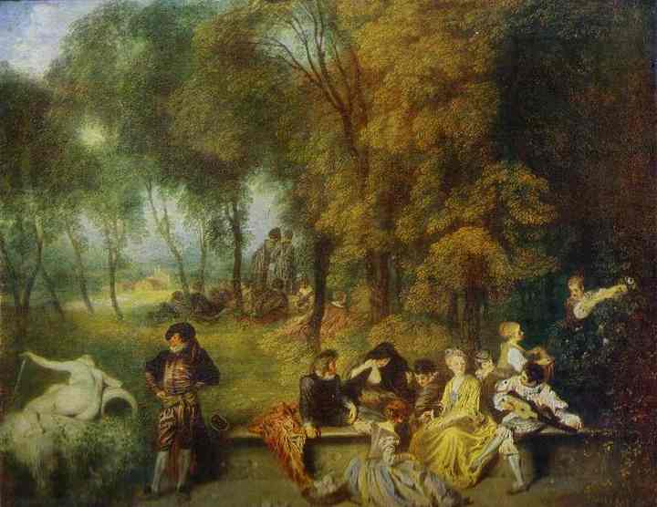 Oil painting:A Garden Party. c.1719