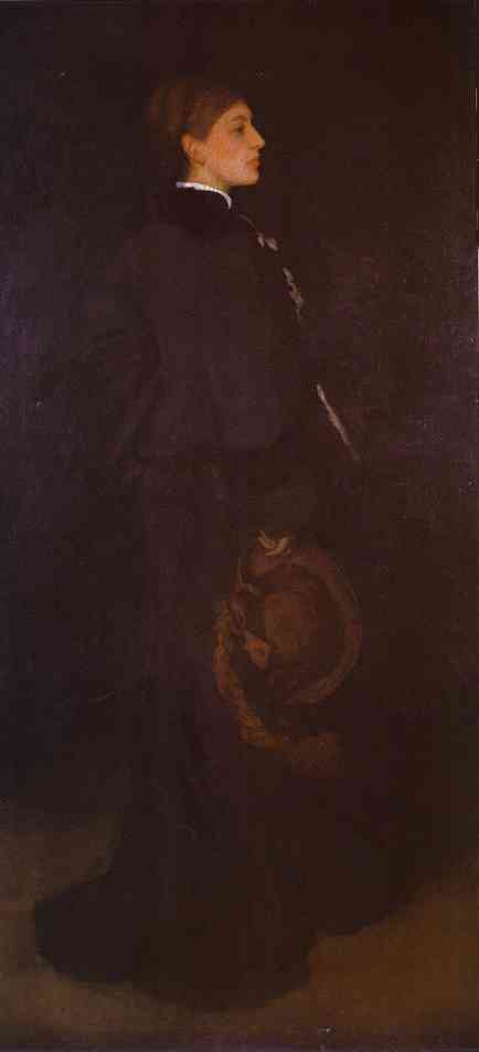 Oil painting:Arrangement in Brown and Black: Portrait of Miss Rosa Corder. c. 1876