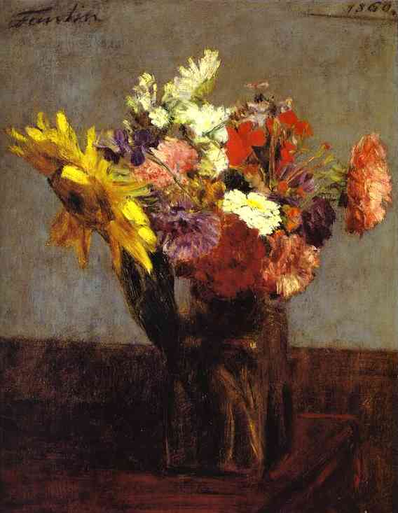 Oil painting:Bouquet of Flowers (Bouquet de fleurs). 1860