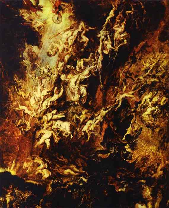 Oil painting:Fall of the Rebel Angels. 1618